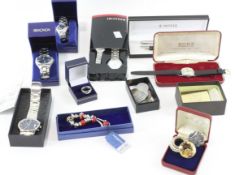 An assortment of watches and collectables, the watches including examples by Rondos, Accurist,