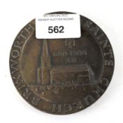 A commemorative Brixworth all saints church bronze plaque, 680-1980 AD,