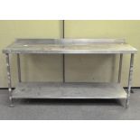A stainless steel heavy duty preparation table,