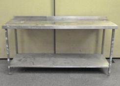 A stainless steel heavy duty preparation table,