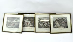A set of four 19th century fox hunting coloured prints,