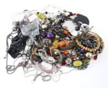 A collection of costume jewellery, including necklaces, pendants,