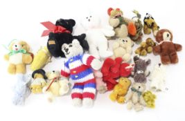 A selection of contemporary miniature teddy bears, including beanie babies, Gund bears,