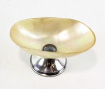 An Edwardian silver and mother of pearl salt cellar,