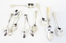 A selection of assorted silver flatware, to include four Georgian teaspoons,