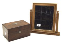 A Victorian veneered jewellery box and a swing toilet mirror,