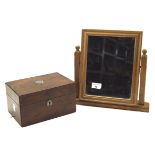 A Victorian veneered jewellery box and a swing toilet mirror,