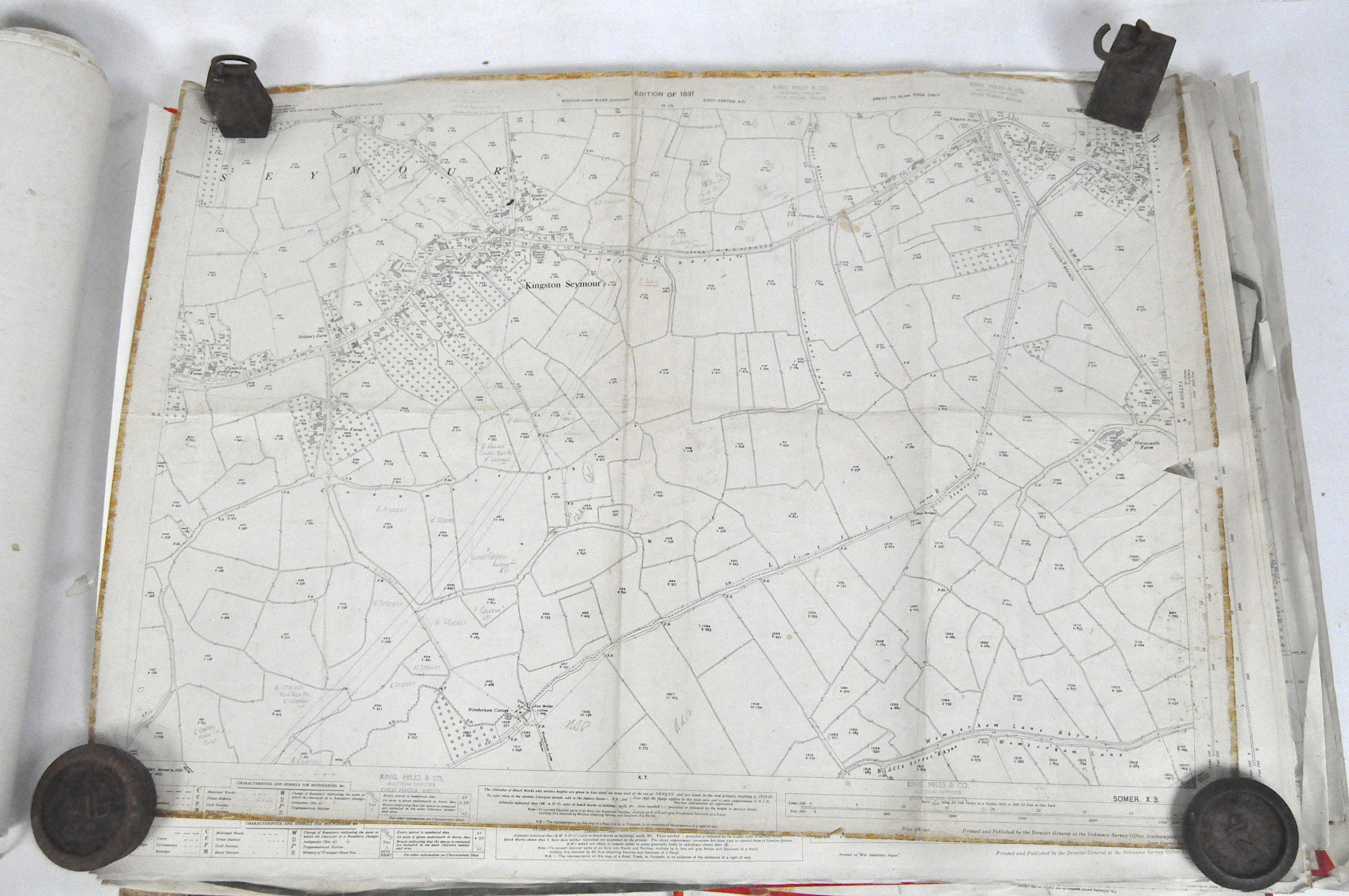 A collection of vintage rolled maps, of local interest, some featuring regions in Somerset and Bath, - Image 2 of 4