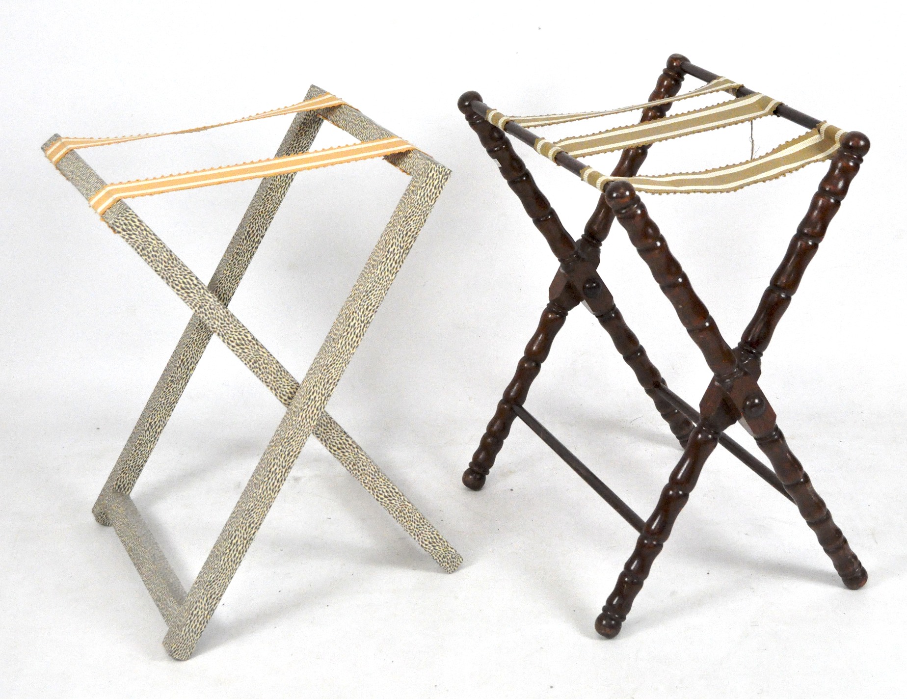 Two vintage suitcase stands,