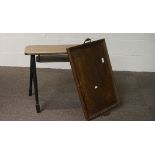 A vintage occasional table and an oak butler's tray,