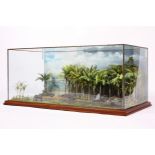 A large glass cased military diorama of the South East Asian theatre,