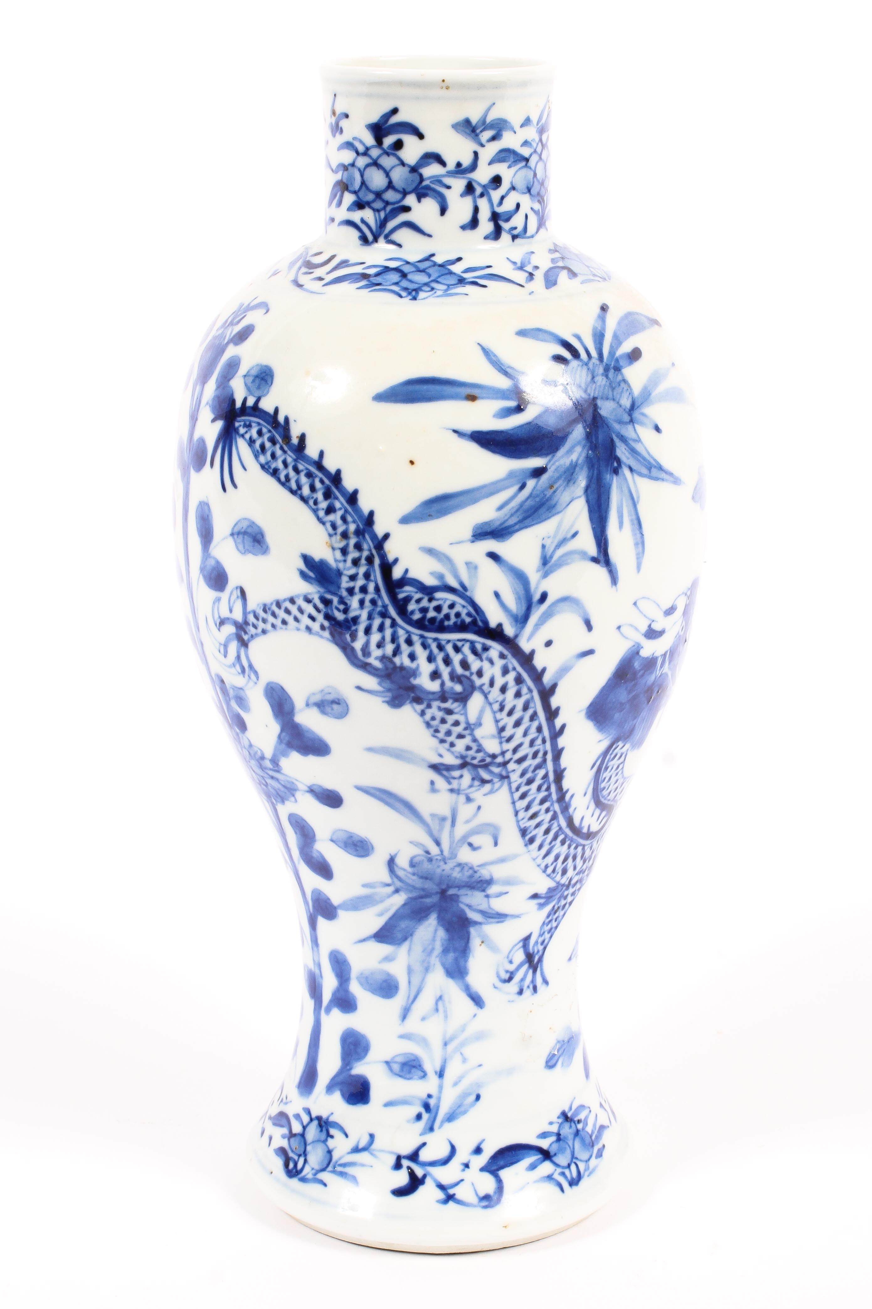 A Chinese porcelain blue and white baluster vase, 19th century, with four character mark, - Image 2 of 17