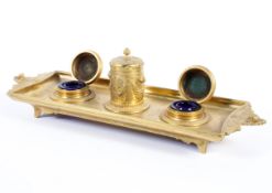 A French Empire style gilt metal inkstand, 19th century,