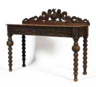 A Victorian carved oak hall table,