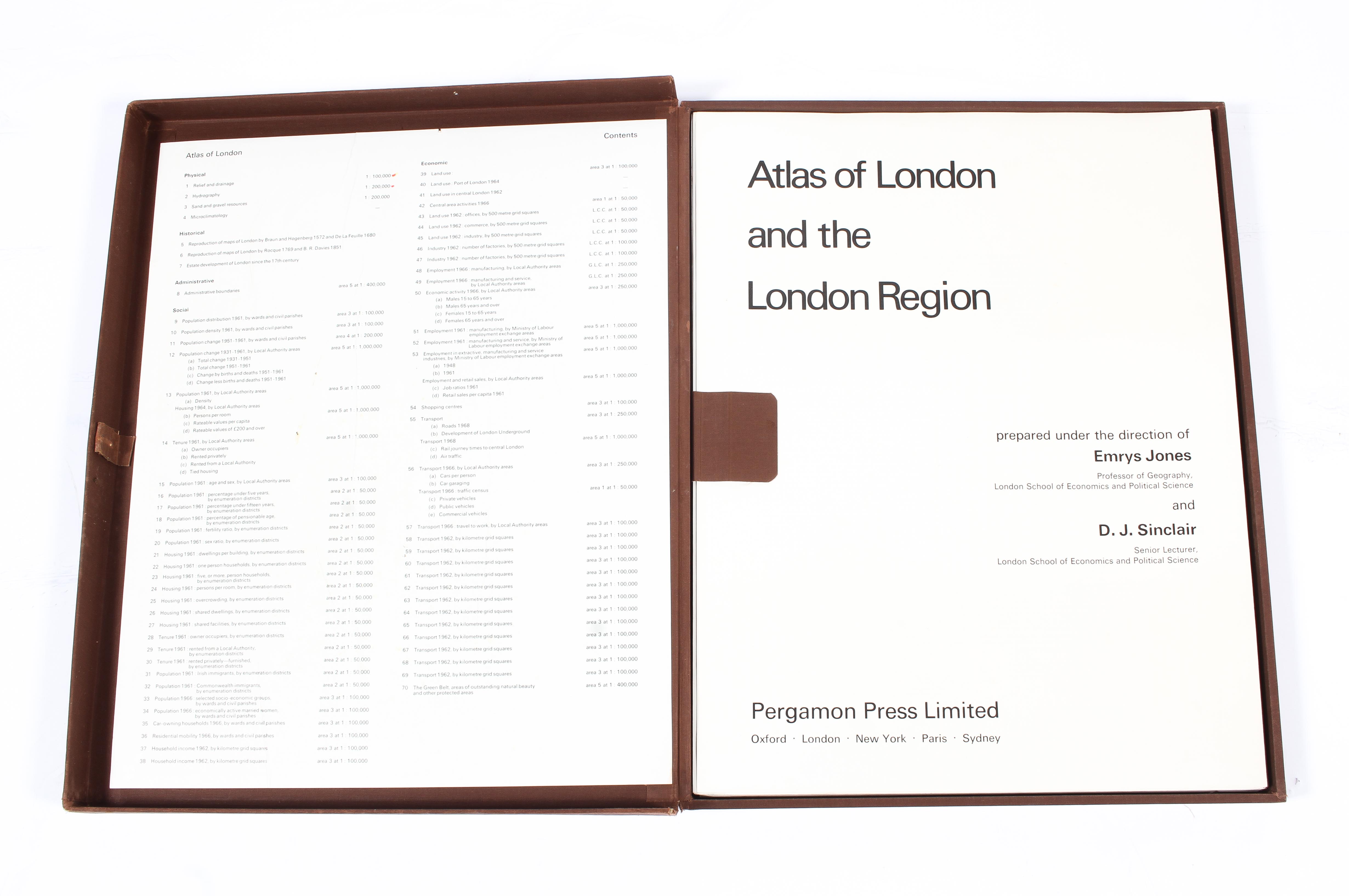 An Atlas of London and the London Region, Emrys Jones and D.J. Sinclair, Pergamon Press Ltd, c. 1968 - Image 2 of 3