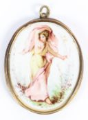 A Continental porcelain gilt-metal mounted oval plaque, circa 1890,