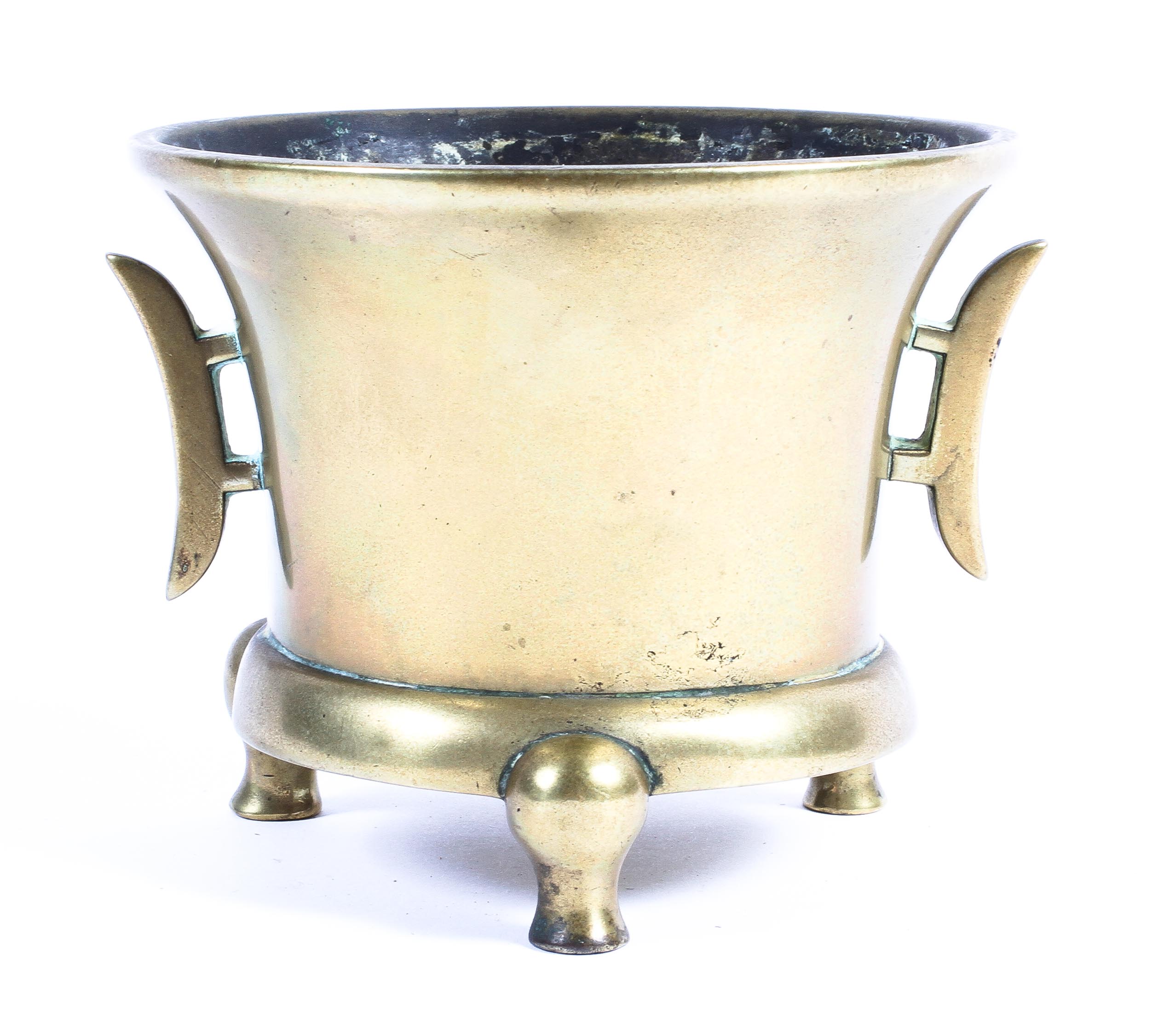 A Chinese gilt bronze censor, probably Qing dynasty, with six character Xuande mark,