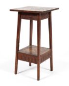 A Victorian Poker Work two-tier occasional table, of square section,