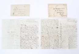 Two 19th century letters written by in ink Capt RM 'Hutchkinson',