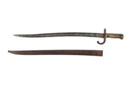 A 19th century French Chassepot bayonet, with single curved fullered 580mm blade,