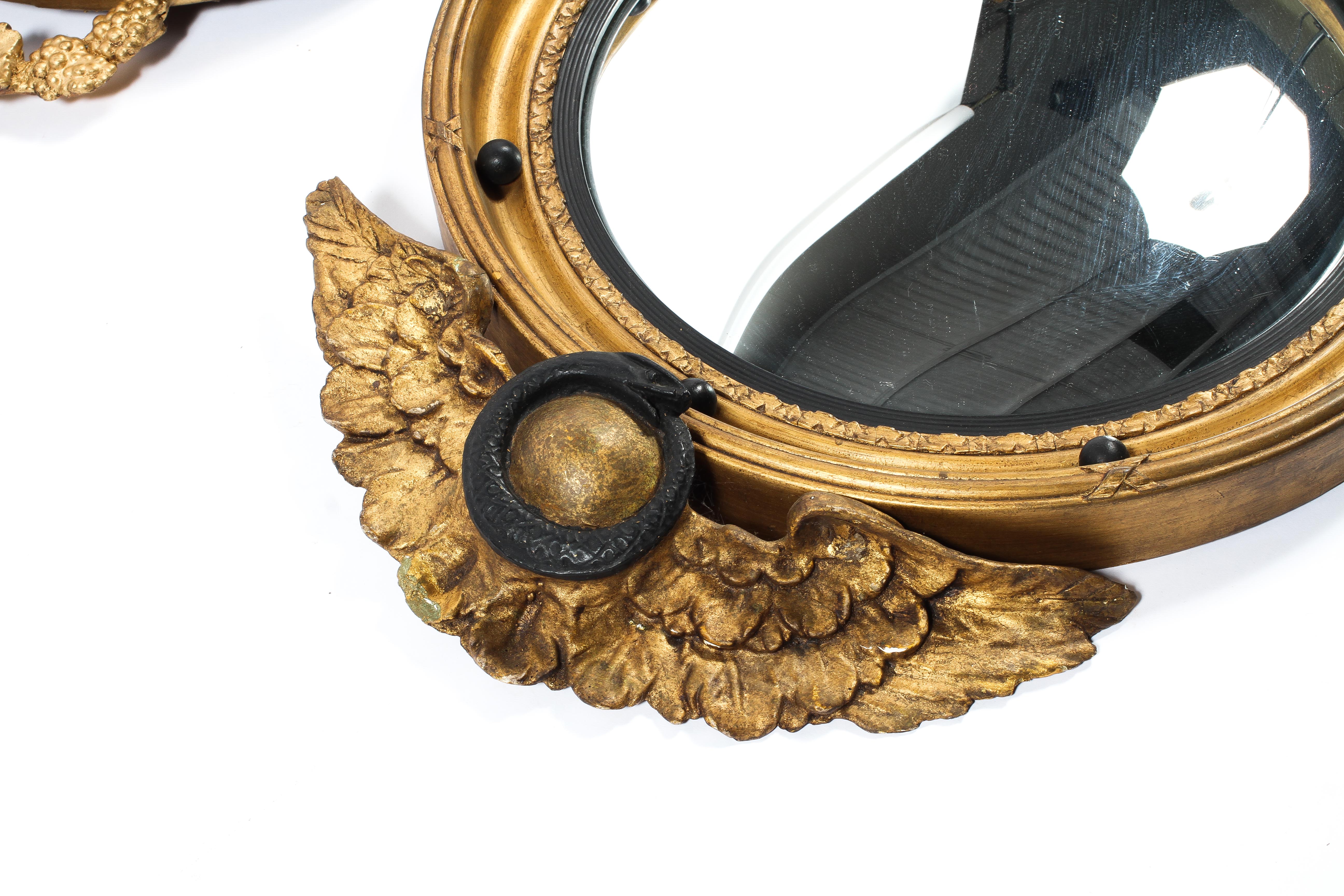 Two Regency giltwood hall convex mirrors, - Image 3 of 3