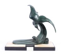 Art Deco patinated spelter sculpture of a sea bird, early 20th century,