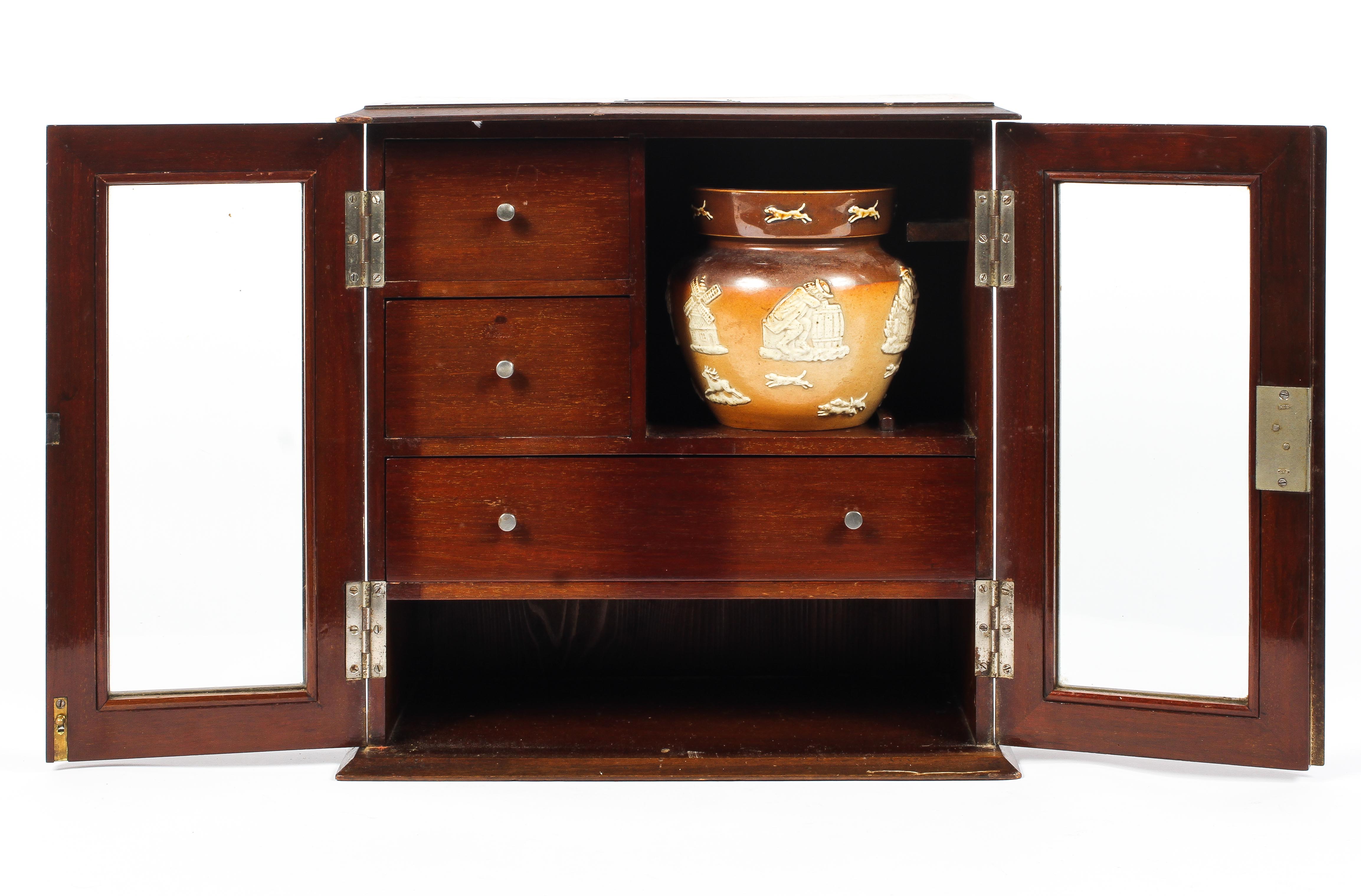 A mahogany silver mounted smoker's cabinet, inlaid with a Georgian style satinwood medallion to top, - Image 4 of 7