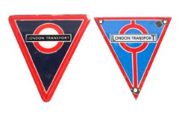 A mid-century enamel London Transport radiator triangle,