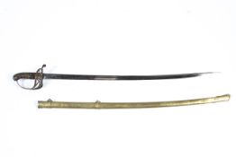 A Victorian Cavalry sword, with single curved fullered blade