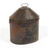 A late 19th century military officer's tin hat box with carry handle,