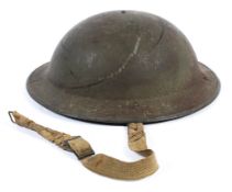 A British WWII Brodie style helmet, stamped ' 'AMC II/1941' to underside,