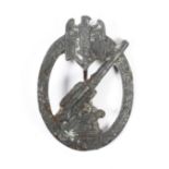 A German Wehrmacht Army Flak Artillery Award Badge Pin (broken clasp and pin) 58mm x 40mm.