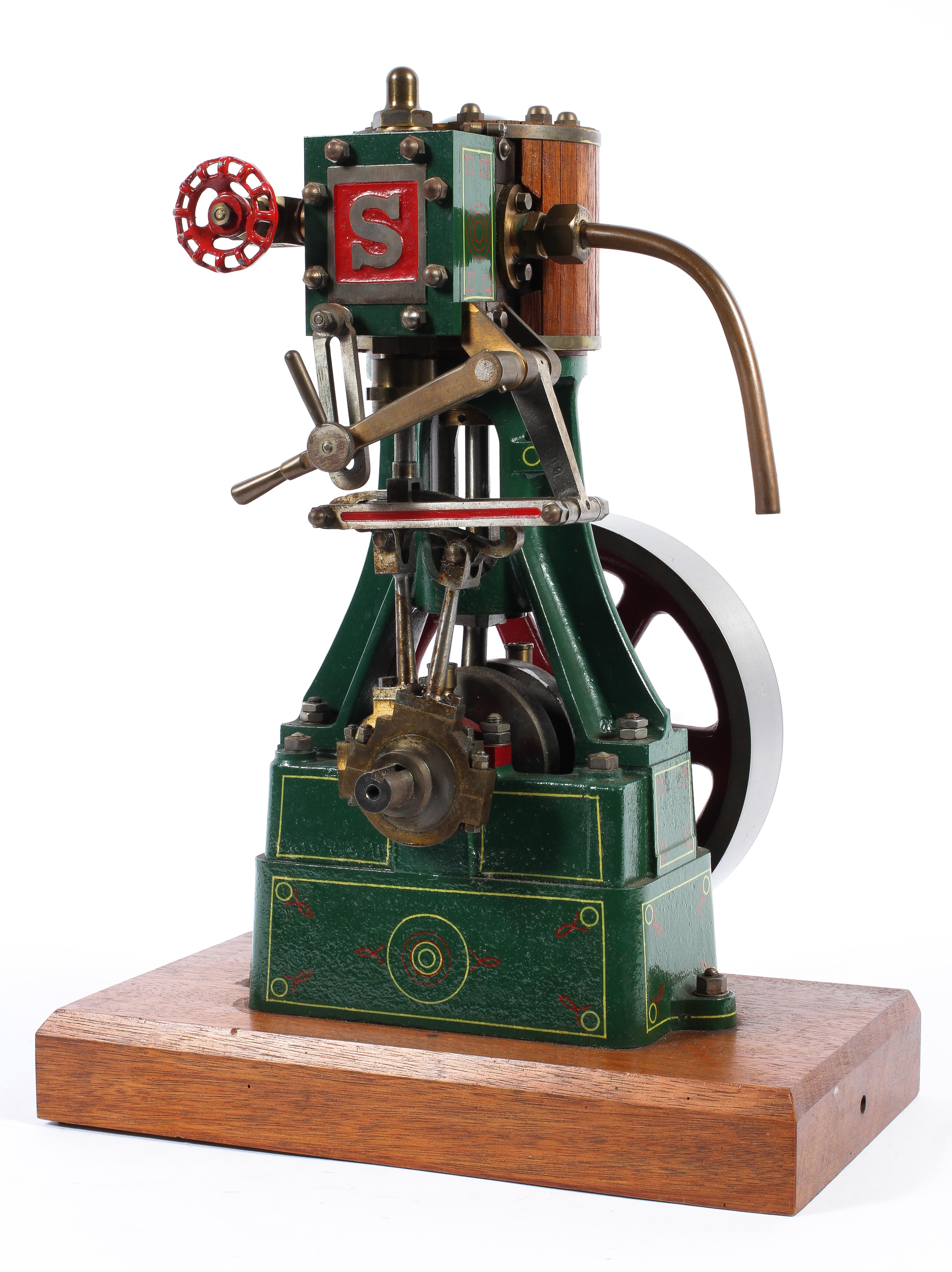 A Stuart Turner castings single cylinder model steam plant, on wooden plinth base, - Image 2 of 2