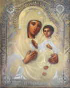 A late 19th century Russian icon, depicting Our Lady of Kazan and Child,