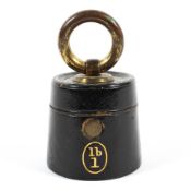 A black leather bound House of Commons novelty inkwell,