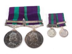 Two Elizabeth II medals, both awarded to a Sgt Thompson, one with Borneo and Malaya bars,