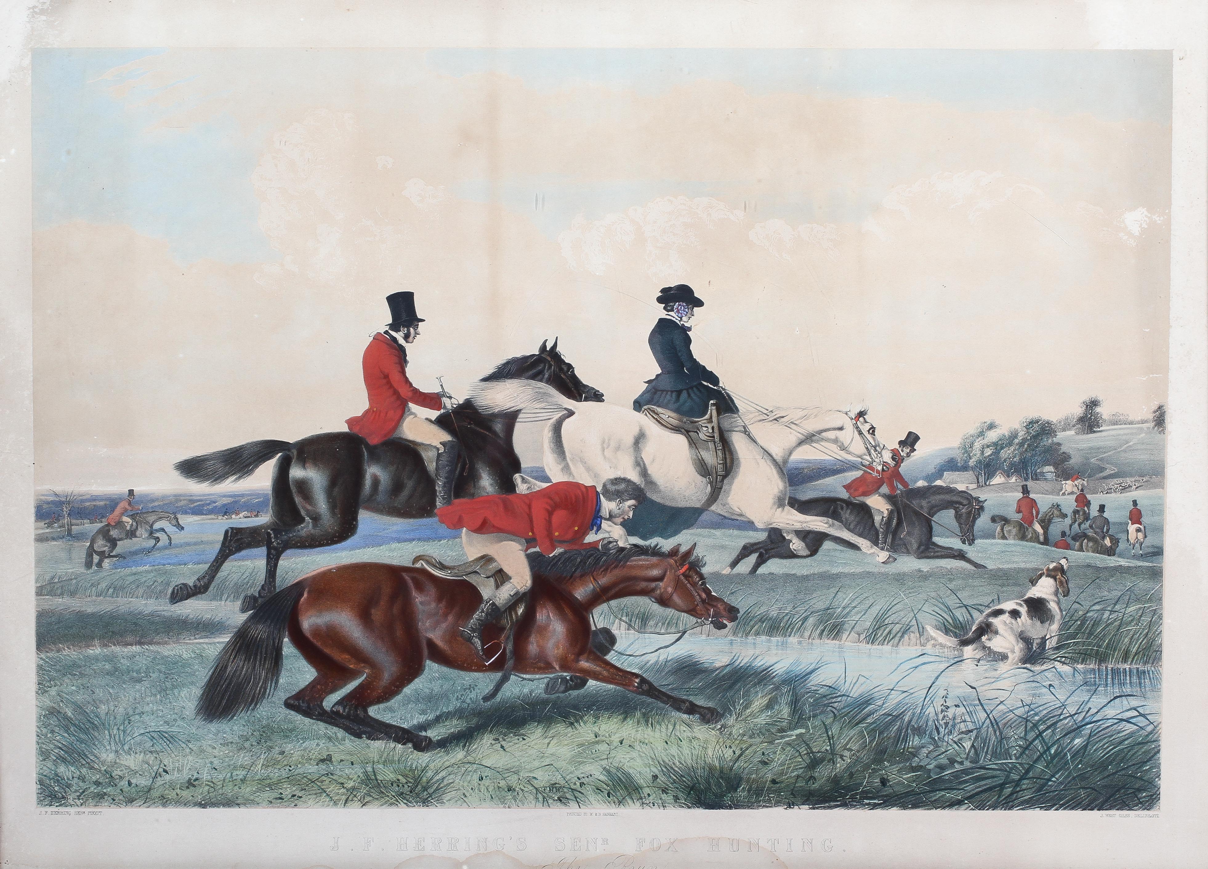 Four late 19th/early 20th century coloured etchings by M&N Hanhart,of hunting scenes, - Image 7 of 7