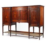 An Edwardian Sheraton style mahogany inlaid sideboard,