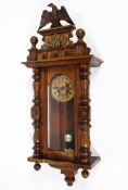 A late 19th century Vienna regulator wall clock in the style of Gustav Becker,