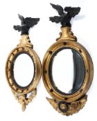 Two Regency giltwood hall convex mirrors,