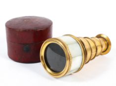 An early 19th century French gilt metal and mother of pearl mounted five drawer Monocular in