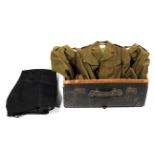 Three vintage military jackets, trousers,