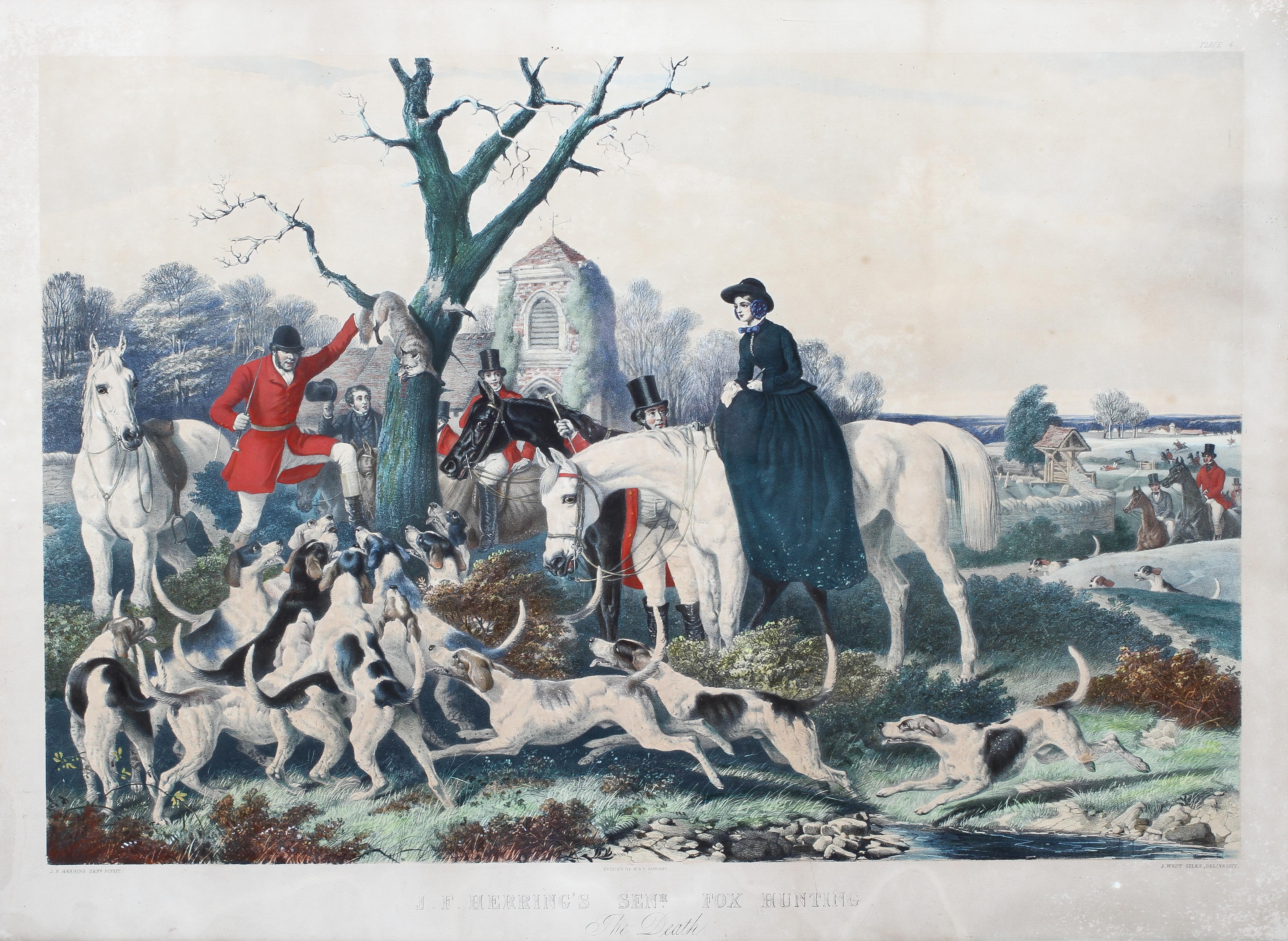 Four late 19th/early 20th century coloured etchings by M&N Hanhart,of hunting scenes, - Image 4 of 7