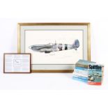 An early Battle of Britain Museum Appeal Spitfire print signed Tuck, Foxley Norris, Bader and more