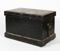 A large mahogany metal-bound tool trunk of railway interest, made by Philip James Harris in 1924,