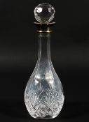 A silver necked decanter and faceted stopper, the silver rim hallmarked Birmingham, 1985,