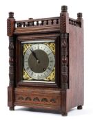 A Continental oak cased bracket clock, early 20th century,