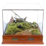 An electrified diorama scene of a Westland Lysander MkI No 225 Squadron taking off