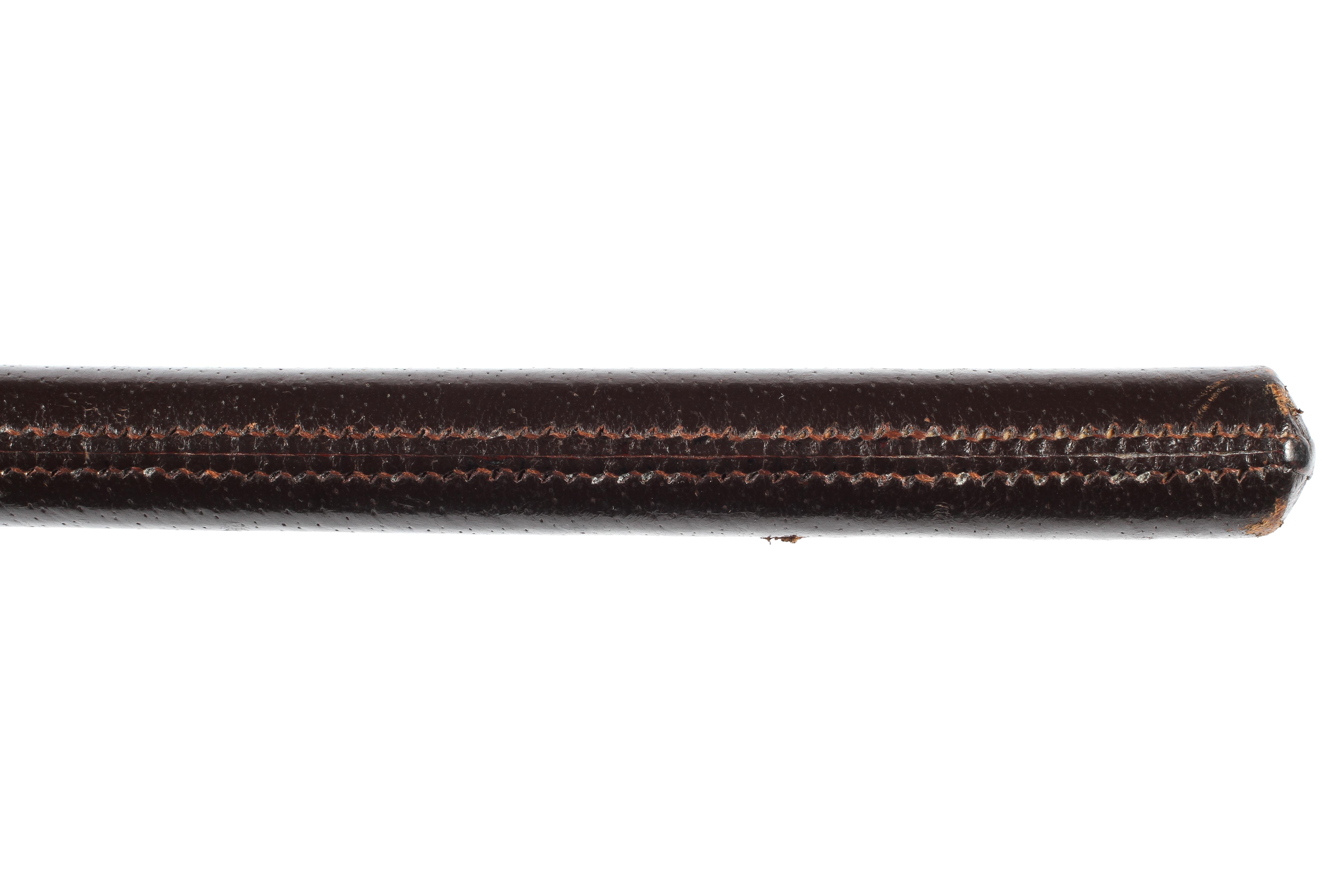 An early 20th century leather covered swagger stick, - Image 2 of 2
