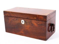 A Regency rosewood veneered tea caddy,